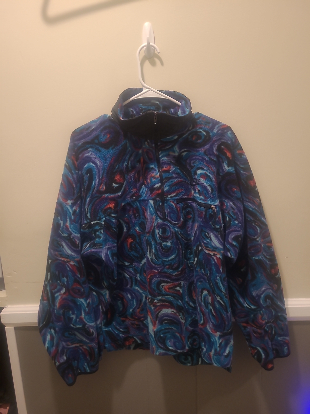 Vintage 90s Nike All Over Print 1/2 Zip Fleece Jacket men's Size Small